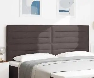 vidaXL Tăblie Linii Design Maro Închis 200 cm Țesătură
