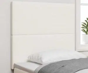 vidaXL Tăblie de pat design simplu, crem, 90 cm, catifea raiată