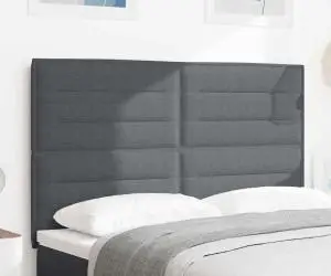 vidaXL Tăblie de pat design simplu, gri închis, 140 cm, catifea raiată