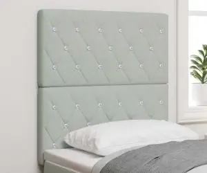 vidaXL Tăblie gri deschis din catifea, tuftată cu cristale, 80 cm