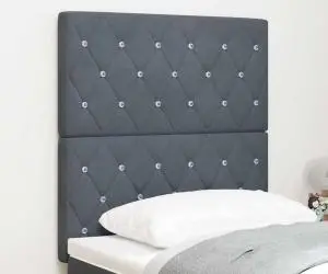 vidaXL Tăblia de Pat Gri Închis din Catifea cu Buton de Cristal, 80 cm