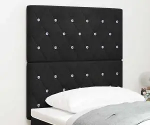 vidaXL Tăblie de pat tapițată cu buton din cristal negru, 80 cm catifea