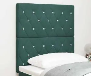 vidaXL Tăblia de pat din catifea verde închis cu butoane de cristal, 80 cm