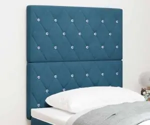 vidaXL Tăblie Capitonată cu Butoni de Cristal Albastru Închis - 80 cm, din Catifea