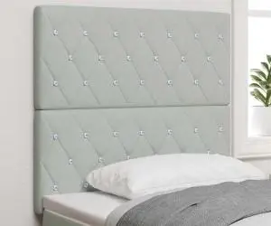 vidaXL Tăblie Gri Deschis cu Cristale 90 cm din Catifea