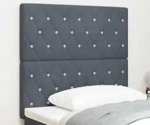 vidaXL Tăblie gri închis din catifea cu butoane cristal, 100 cm