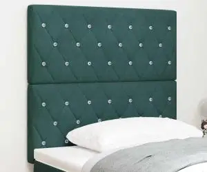 vidaXL Tăblia de pat cu Butoni Cristalizați, Verde Închis, 100 cm, din Catifea