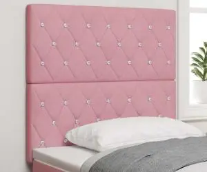 vidaXL Tăblia de pat cu mânere cristalizate, roz, 100 cm, din catifea