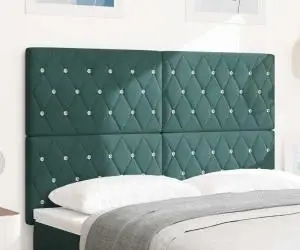 vidaXL Tăblie Verde Închis Catifea cu Butoane Cristal Tufted 140 cm