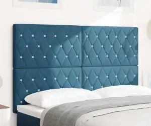 vidaXL Spătar de catifea Argyle cu headboard Albastru închis 144 cm Catifea