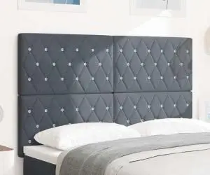 vidaXL Tăblie Gri Întunecat cu Butoane Cristal Tufted, 160 cm, din Catifea