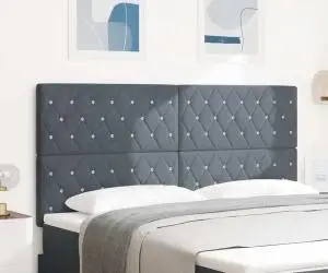 vidaXL Tăblie gri închis din catifea cu butoane cristal tufted, 180 cm