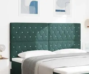 vidaXL Tăblia de pat cu buton de cristal Verde închis 180 cm din catifea