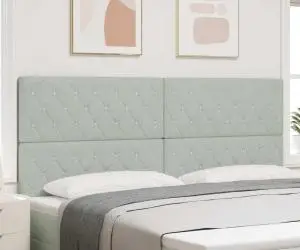 vidaXL Tăblia de pat cu butoane cristal tufted gri deschis, 200 cm, din catifea