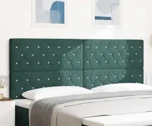 vidaXL Tăblie cu Butoni Cristal și Dantelă Verde Întunecat, 200 cm, din Catifea