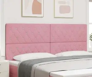 vidaXL Tăblie roz din catifea cu buton cristalizat 200 cm