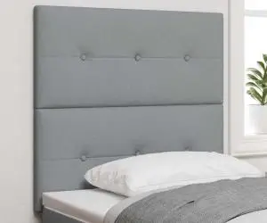 vidaXL Tăblie de pat capitonată cu nasturi, gri deschis, 90 cm textil