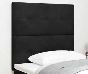 vidaXL Tăblie de pat capitonată cu nasturi, negru, 90 cm catifea