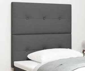 vidaXL Tăblie de pat capitonată cu nasturi, gri închis, 100 cm, textil