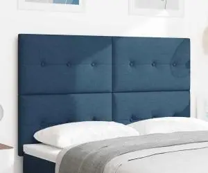 vidaXL Tăblie pat capitonată cu nasturi, albastru, 140 cm, textil