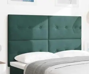 vidaXL Tăblie pat capitonată cu nasturi, verde închis, 140 cm, catifea