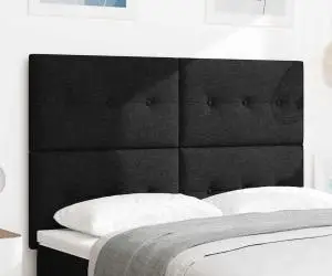 vidaXL Tăblie pat capitonată cu nasturi, negru, 160 cm, textil
