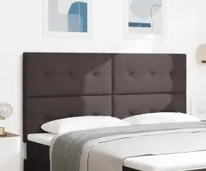 vidaXL Tăblie pat capitonată cu nasturi, maro închis, 180 cm, textil