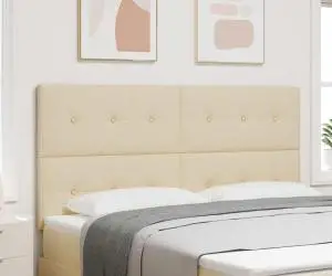 vidaXL Tăblie pat capitonată cu nasturi, crem, 180 cm, textil