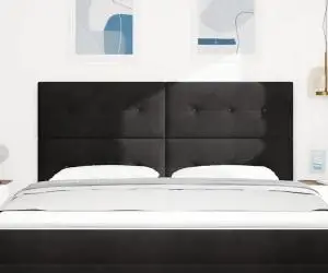 vidaXL Tăblie pat capitonată cu nasturi, negru, 180 cm, catifea