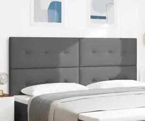 vidaXL Tăblie pat capitonată cu nasturi, gri închis, 200 cm, textil