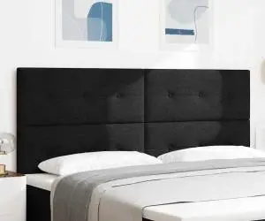 vidaXL Tăblie pat capitonată cu nasturi, negru, 200 cm, textil