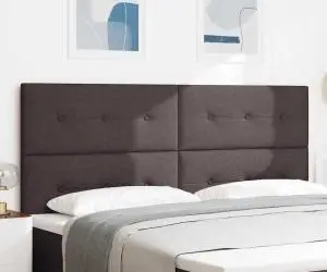 vidaXL Tăblie pat capitonată cu nasturi, maro deschis, 200 cm, textil