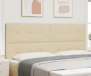 vidaXL Tăblie pat capitonată cu nasturi, crem, 200 cm, textil