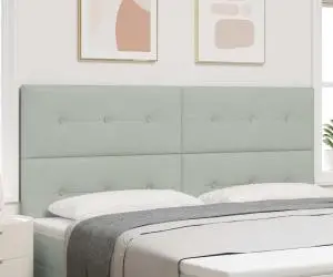 vidaXL Tăblie pat capitonată cu nasturi, gri deschis, 200 cm, catifea