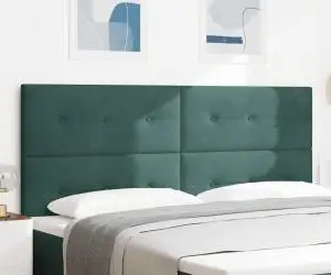 vidaXL Tăblie pat capitonată cu nasturi, verde închis, 200 cm, catifea