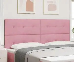 vidaXL Tăblie pat capitonată cu nasturi, roz, 200 cm, catifea