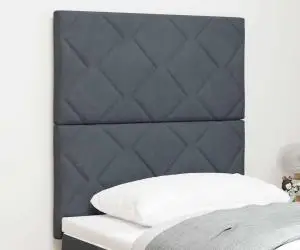 vidaXL Tăblie gri închis din catifea cu blocuri de diamant - 80cm