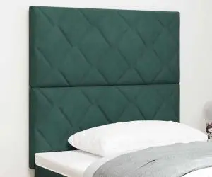 vidaXL Tăblie de pat verde închis din catifea, design blocuri de diamant, 90cm