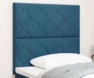 vidaXL Tăblie de pat din catifea bleu închis, design în blocuri de diamante - 90 cm