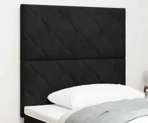 vidaXL Tăblie din Velvet Negru cu Design în Blocuri Diamante - 100cm
