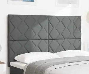 vidaXL Tăblia Patului Gri Închis Design în Forma de Diamant, 160 cm, Poliester