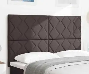 vidaXL Tăblia de pat design blocuri de diamant maro închis, 160 cm, din material textil.