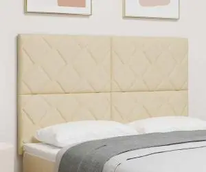 vidaXL Tăblia de pat crem cu design în blocuri de diamante de 160 cm