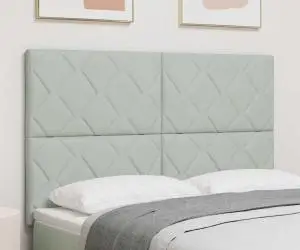 vidaXL Tăblie cu design în formă de diamant, gri deschis, de 160 cm, din catifea