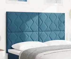 vidaXL Tăblie de pat Diamond Blocks - catifea albastră închisă, 160cm