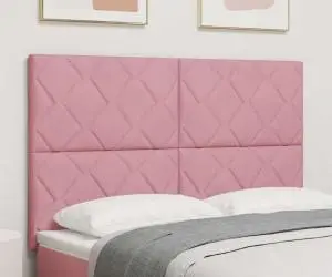 vidaXL Tăblie de pat roz cu design de diamant de 160cm din catifea