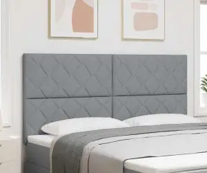 vidaXL Tăblie Gri Deschis cu Design de Blocuri de Diamant, de 180 cm, din Material Textil.