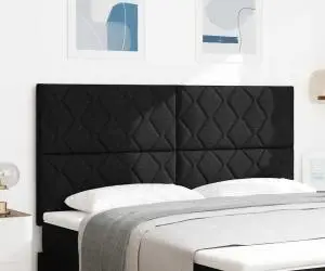 vidaXL Tăblia de pat cu Design în Formă de Diamant Negru, 180 cm, din poliester