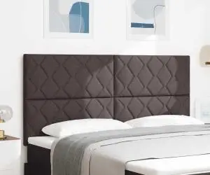 vidaXL Tăblie maro închis cu design în blocuri de diamant, 180 cm, fabricată din material textil.