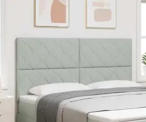 vidaXL Tăblie cu design de blocuri diamante – 180cm din catifea gri deschis